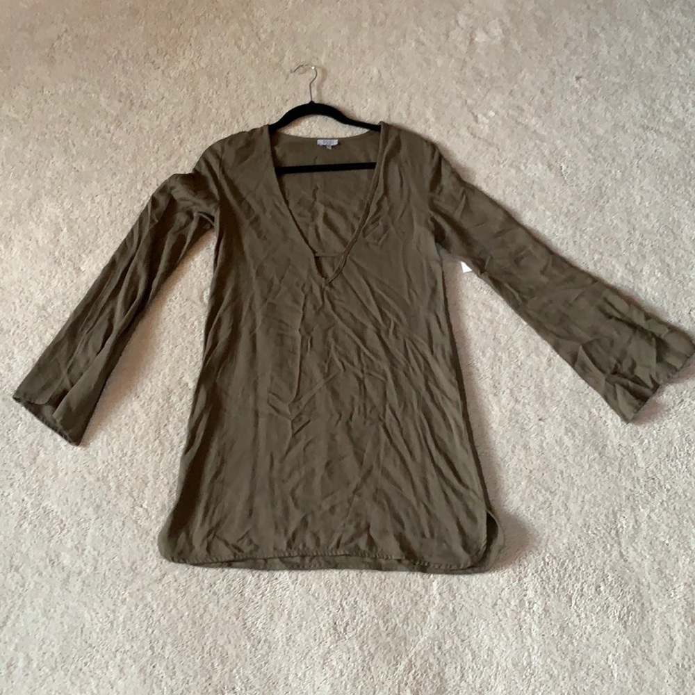 Green V Cut Dress